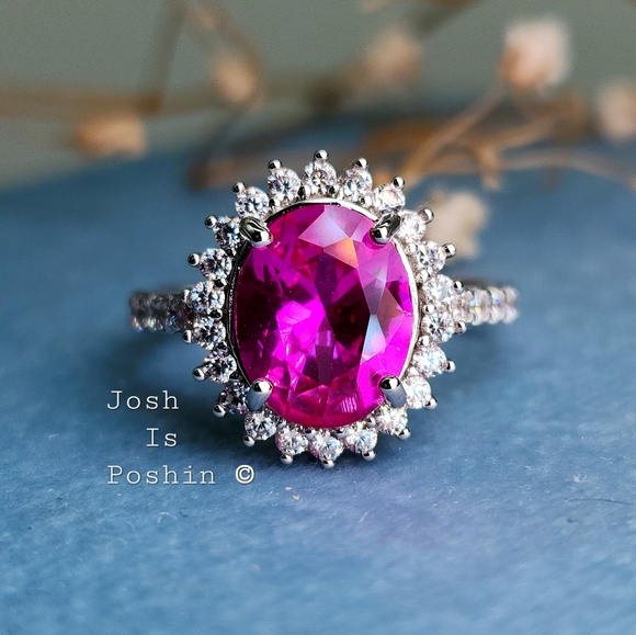Joshua Logan Jewelers Jewelry - 2CT Hot Pink Sapphire Ring In Sterling Silver
